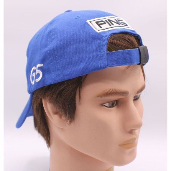 Ping G5 Blue Adjustable Golf Hat Cap Embroidered Logo Cotton Buckle Strap OSFM - Picture 9 of 9